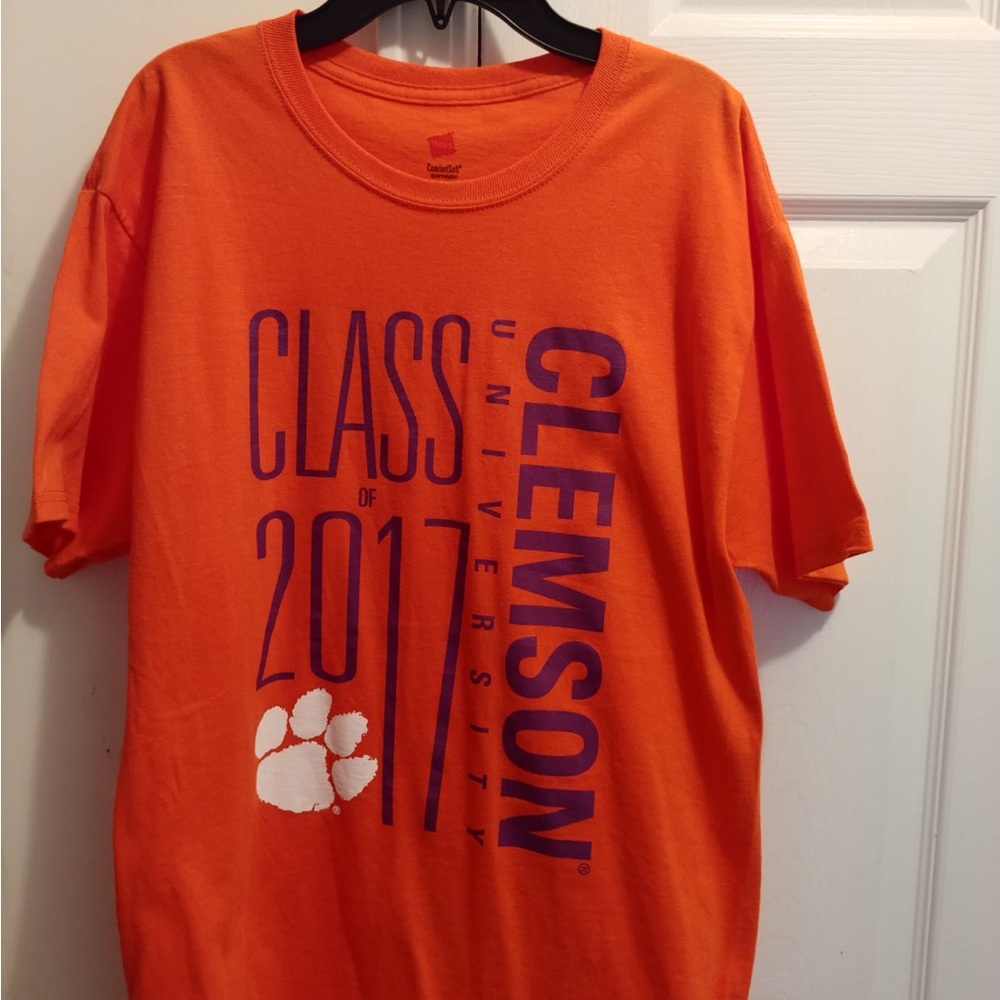 Clemson Tigers class of 2017 double stitched lines Orange T-shirt